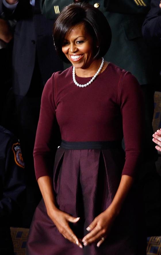 Michelle Obama v šatech Isaac Mizrahi
